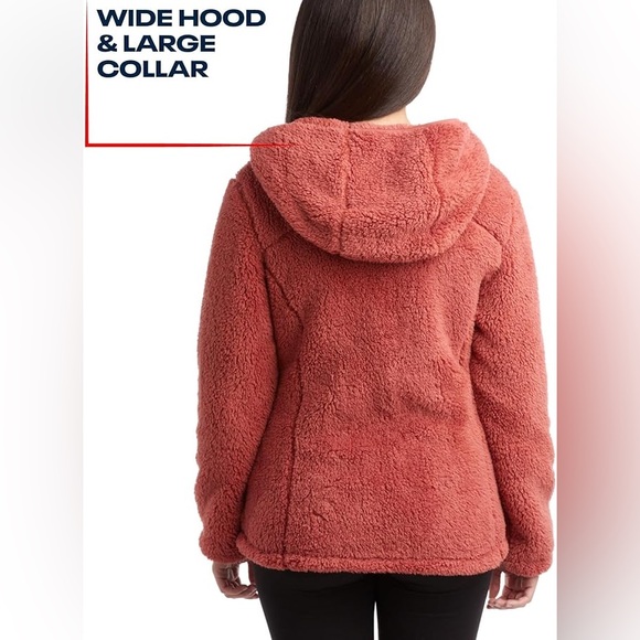 Reebok Women's Fleece Jacket - Full Zip Sherpa Fur Hooded Jacket Teddy Coat - Picture 2 of 11